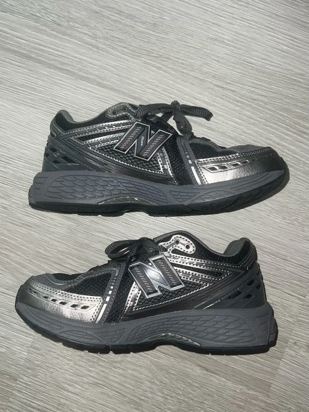 New Balance Kids' Black and Gray Lace-Up Sneakers